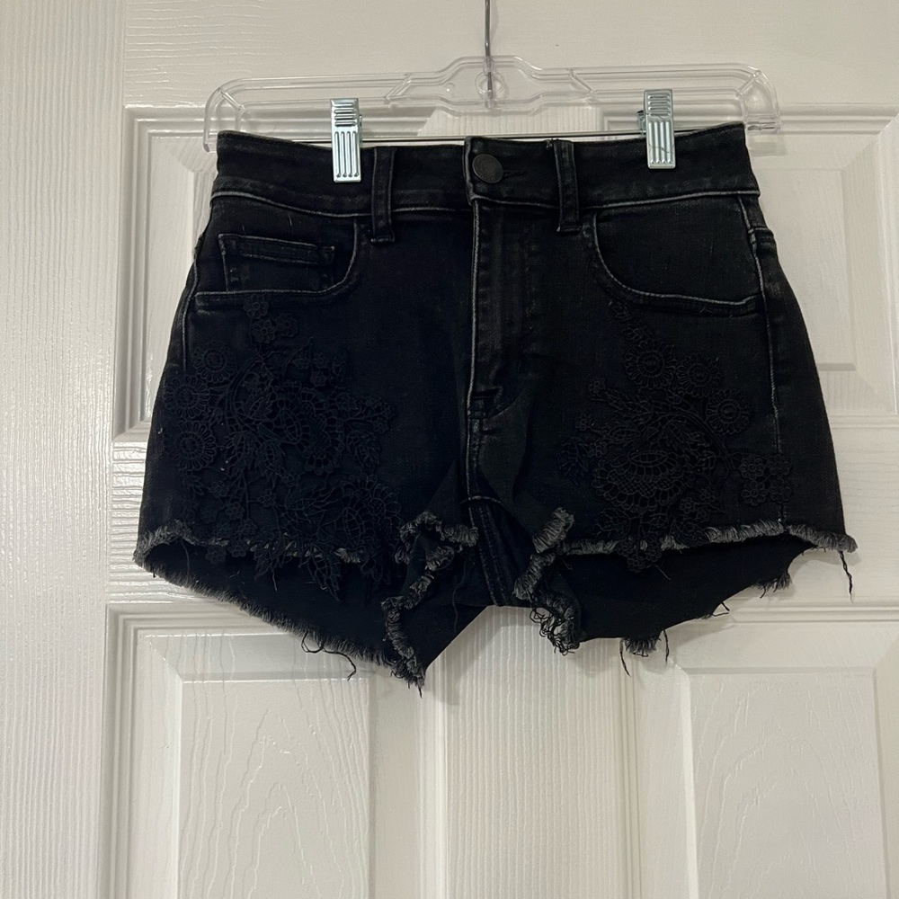 American Eagle Hi-Rise Shortie Jean Short - Washed Out Black